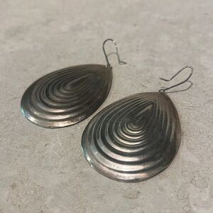 Vintage Sterling Silver Mexican Large Teardrop Earrings